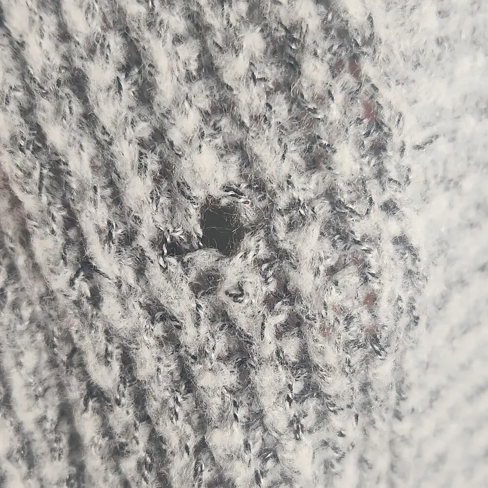 Ashley Womens M Gray Cable-Knit Open Front Cardigan Sweater Long Sleeve Pockets - Picture 5 of 7